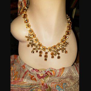 Holiday Rhinestone Glam Vintage-Inspired Bib Choker Necklace